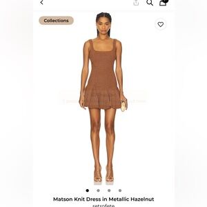 Retrofête Matson knit mini dress in metallic hazelnut from revolve
